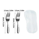 Axyaa Mini Cutlery Set in Stainless Steel Storage Box - Kids Spoon Fork Kit