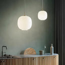 Axyaa White Glass Ball Chandelier - LED Pendant Lights for Home and Restaurant Decor