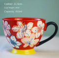 Hand-painted Ceramic Oatmeal Mug, Large Capacity Tea & Coffee Cup by Axyaa