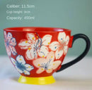 Hand-painted Ceramic Oatmeal Mug, Large Capacity Tea & Coffee Cup by Axyaa