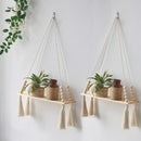 Axyaa Macrame Wood Wall Shelf: Boho Home Decor for Bedroom, Living Room, Nursery