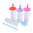 Axyaa Double-layer Plastic Straw Cup with Sleeve - Portable, Reusable, and Stylish