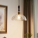 Axyaa Japanese Style LED Glass Pendant Lamp with Wood Handle