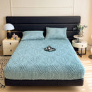Axyaa Plush Jacquard Velvet Fitted Bed Sheet for Double King Queen Bed