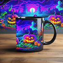 Axyaa Halloween Theme Ceramic Mug 11oz - Horror Castle Ghost Face Pumpkin Bat