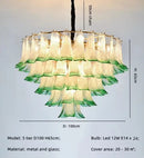 Axyaa Green Glass Lustre Pendant Lights with Metal Plate & Chain Hanging Lamp