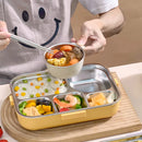 Axyaa 4/5 Grids Stainless Steel Divided Lunch Box Set with Cutlery
