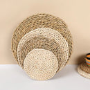 Axyaa Corn Fur Round Coaster Set for Drinks, Coffee, Tea - Woven Table Mat & Pot Insulation Pad