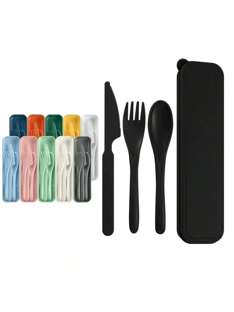 Axyaa Portable Cutlery Set: Plastic Knife, Fork & Spoon - Reusable for School, Outdoor, Camping