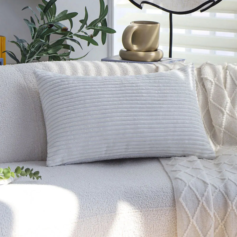 Axyaa Corduroy Patchwork Plush Cushion Cover - Soft Decorative Pillowcase for Living Room