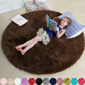 Axyaa Shaggy White Round Rug for Girls Bedroom and Living Room Décor