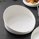Axyaa White Ceramic Dessert Plate Set for Molecular Cuisine and Snacks