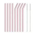 Axyaa Pink Glass Straw - Reusable Borosilicate Drinking Straw Kit with Cleaning Brush