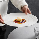 Axyaa Ceramic Steak Plate: Circular Serving Dish for Molecular Cuisine