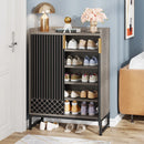 Axyaa Grey 5-Tier Shoe Storage Cabinet for Entryway, 25 Pairs Wooden Shoe Rack