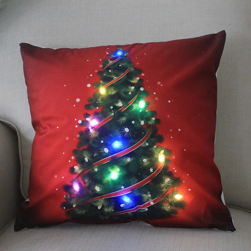 Axyaa LED Xmas Throw Pillows 18x18 inch - Cartoon Christmas Decoration