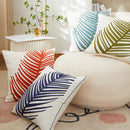 Axyaa Embroidered Leaf Pillow Cover 45x45cm Blue Green Red Simple Decoration for Home