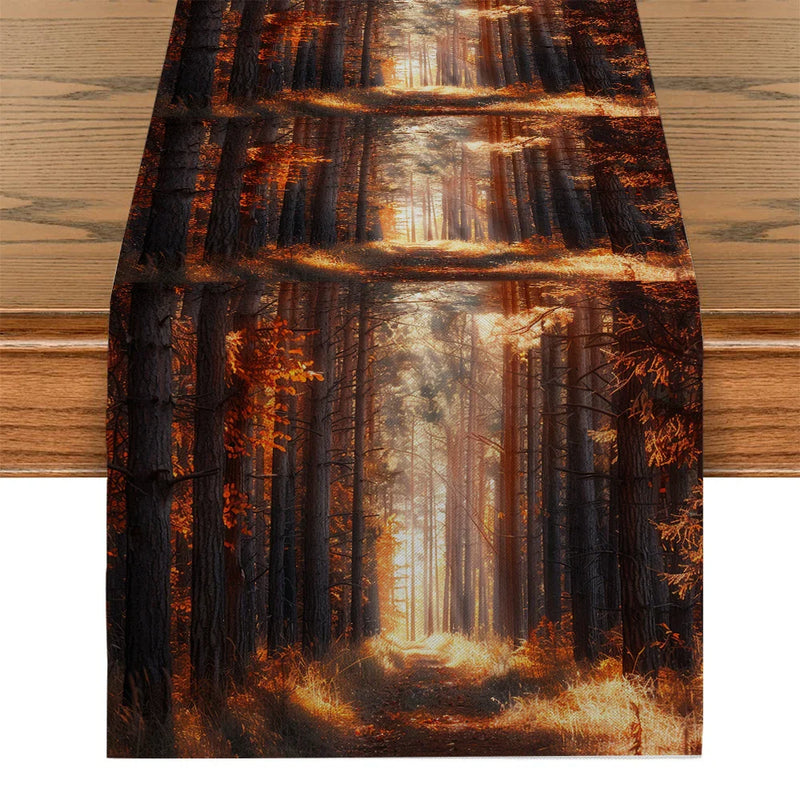 Axyaa Autumn Forest Sunshine Table Runner for Kitchen Dining and Party Decor