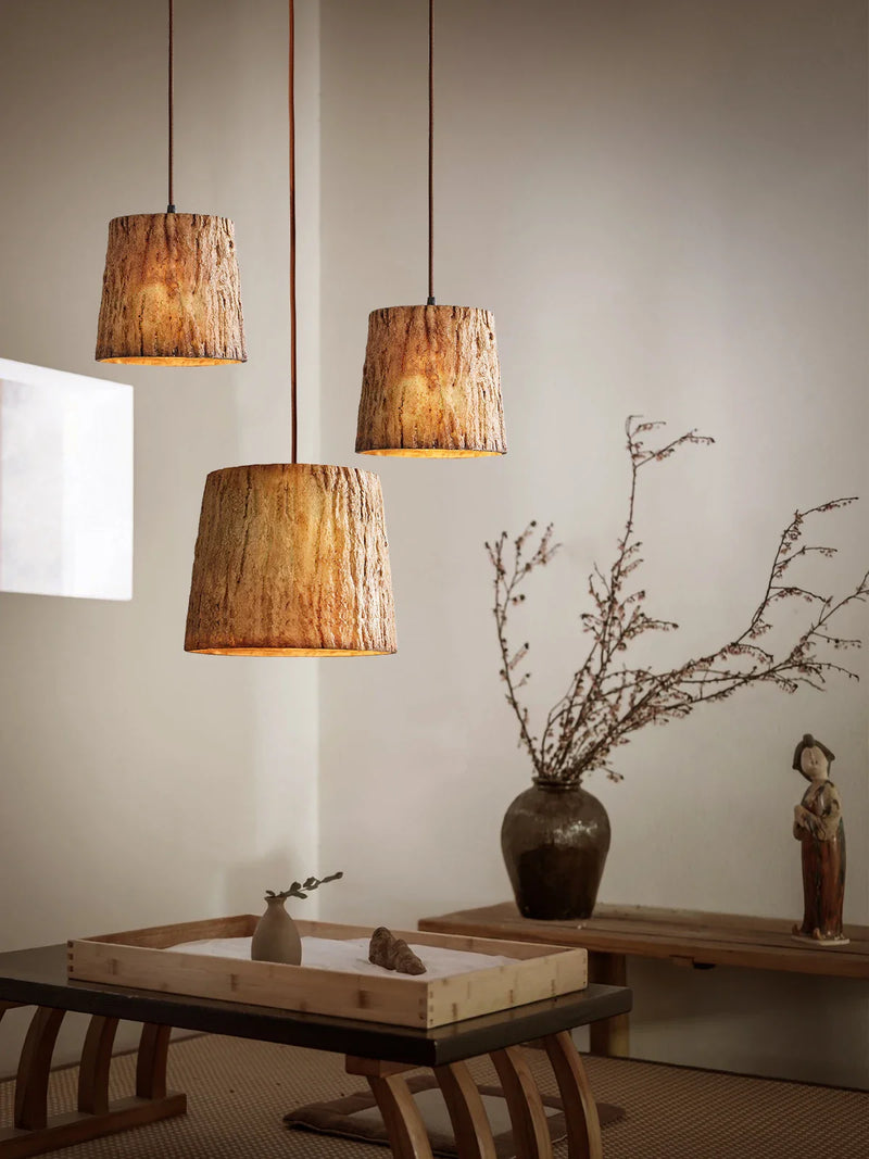 Axya Retro Resin Tree Stump Pendant Light Fixture for Indoor Decor