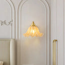 Axyaa Glass Flower LED Wall Light Bedroom Vintage Pull Chain Switch Bedside Sconce