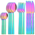Axyaa 16-Piece Black Stainless Steel Cutlery Set for Western Dining
