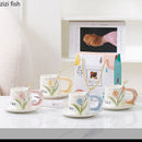 Axya Hand-painted Flower Ceramic Mug Set - Set of 2