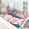 Axyaa Marine Whales Desk Drain Pad, Heat Resistant Non-slip Kitchen Drying Mat