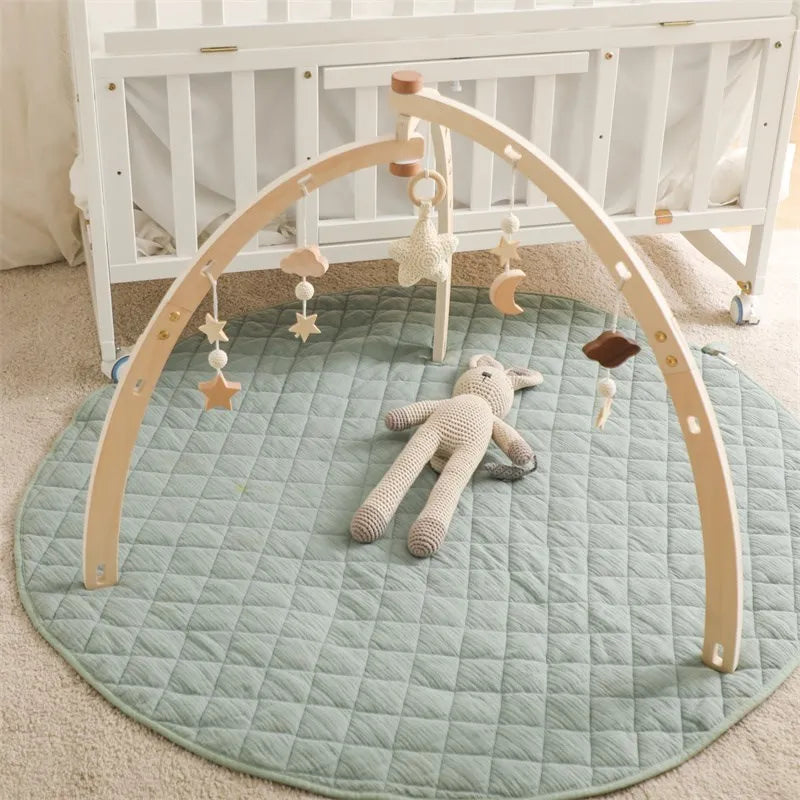 Axya Wooden Baby Gym: Moon Cloud Star Rattle Montessori Toy