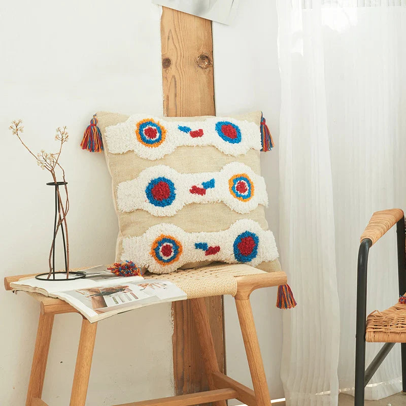 Boho Tufted Tassel Pillowcase | Axyaa Cotton Cushion Cover