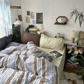 Axyaa Striped Duvet Cover with Pillowcase Set, Twin-Queen Size, Fashionable Home Bedding
