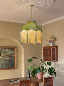 Axyaa Green Cloth Tassels Chandelier Pendant Lights
