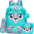 Axyaa Cute Animal Primary School Girls Rolling Backpack Set