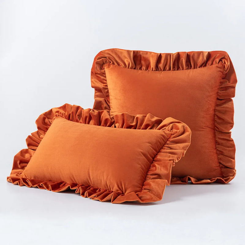Axyaa Velvet Ruffle Cushion Cover for Home Decor 30x50/45/50cm