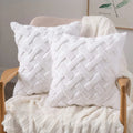 Rustic Embroidered Faux Wool Pillowcase for Sofa Living Room by Axyaa