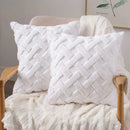 Rustic Embroidered Faux Wool Pillowcase for Sofa Living Room by Axyaa