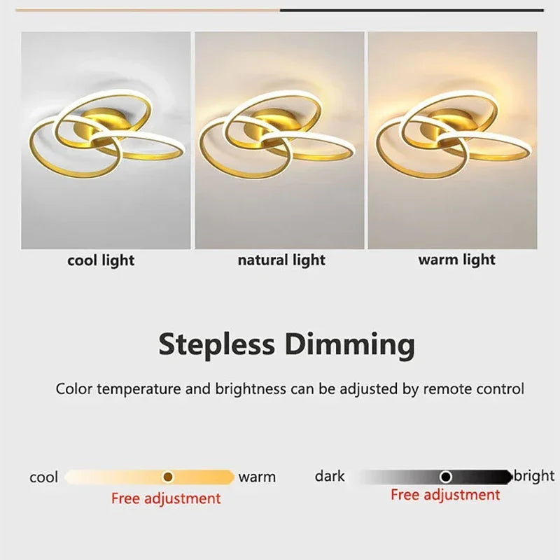 Axyaa Shamrock LED Ceiling Light Black Gold Modern Lamps for Home Decor