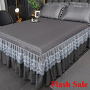 Axyaa Ice Silk Cool Bed Skirt Set - Solid Color, Summer Mat, Machine Washable