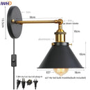 Axyaa Gold Industrial Wall Lamp with Pull Chain Switch and LED Lighting