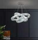 Axyaa Luxury Crystal LED Chandelier: Dimmable Ring Pendant Light, Gold/Silver, Living Room, Bedroom