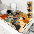Axyaa Geometric Flower Coffee Cup Drying Mat, Non-slip & Absorbent Kitchen Counter Mat