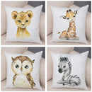 Axyaa Animal Cushion Cover - Cute, Watercolor, Sofa Decor Pillowcase
