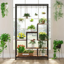 Axyaa 5-Tier Metal Plant Stand with 10 Hanging Hooks | 70.9" Tall Plant Shelf