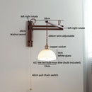 Axyaa Antique Brass Wall Lamp with Amber Glass Shade for Home Decor