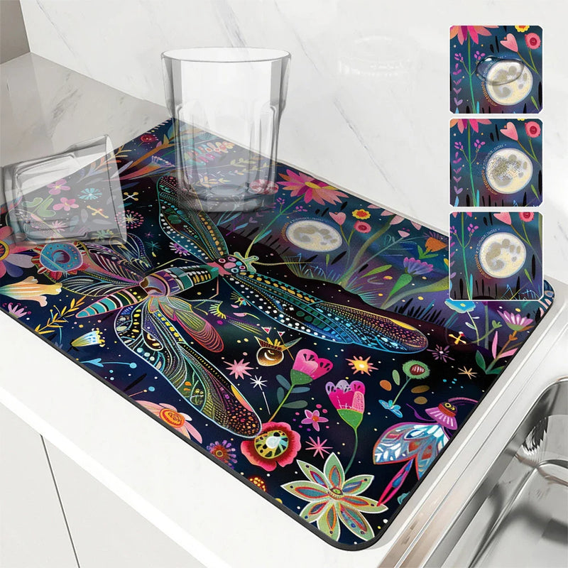 Axyaa Absorbent Non-slip Draining Mat for Kitchen and Bathroom