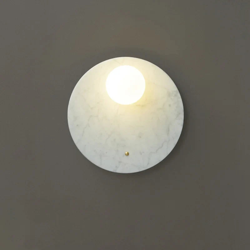 Axyaa Circular Green Marble Sconce LED Wall Lamp