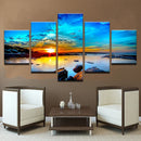 Axyaa Sunrise Seavie 5-Piece Canvas Art Painting Set for Living Room Decor