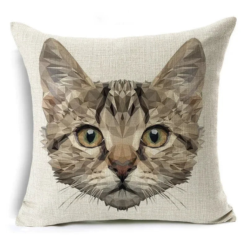 Axyaa Retro Cat Pillow Cover for Sofa Decor, Boho Style Pillowcase