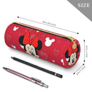 Axyaa Leather Pencil Case Mickey Minnie Mouse Design Big Capacity Zipper School Stationery
