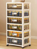 Axyaa 3-6 Tier Storage Cabinet in Transparent Cream: Space-Saving & Large Capacity Organizer