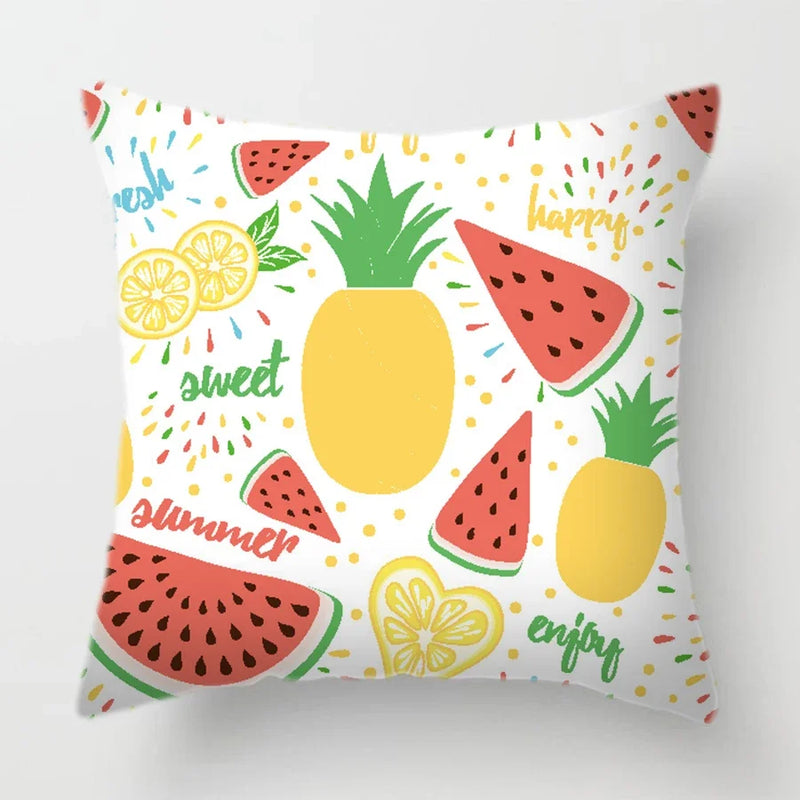 Axyaa Tropical Fruits Cushion Cover Watermelon Pineapple Decorative Pillow Case